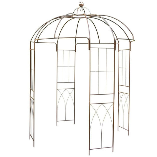 Rosenpavillon Metall 270 cm – Gartenpavillon & Rosenbogen mit Rankhilfe, Rankgitter für Kletterpflanzen, Jasmin, Hochzeitsbogen, Braun