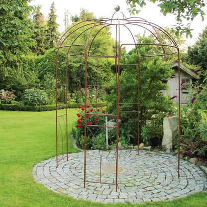 Rosenpavillon Metall 270 cm – Gartenpavillon & Rosenbogen mit Rankhilfe, Rankgitter für Kletterpflanzen, Jasmin, Hochzeitsbogen, Braun